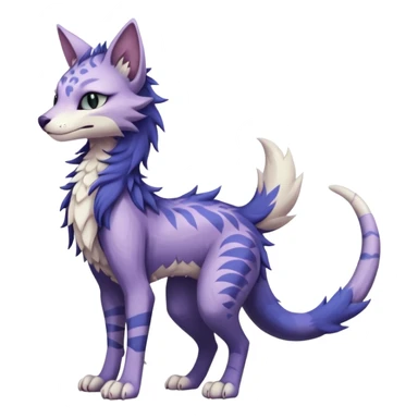 Kawaii dark pastel edgy fantasy feline-vernid-sergal-fursona animal creature with a tufted tail full body with intricate markings  sticker