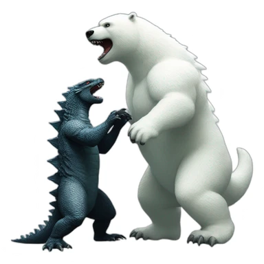 Godzilla fighting polar bear sticker