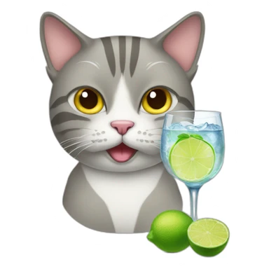 Cat drinking gin tonic sticker
