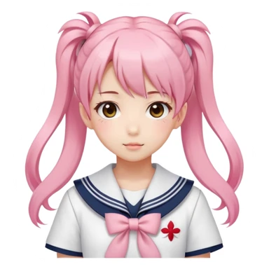 Cute anime girl with pink twin tails hairstyle wearing Japanese sailor style school uniform, kawaii style sticker