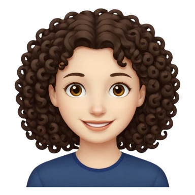 Pale skin, curly dark brown hair, medium brown eyes. sticker