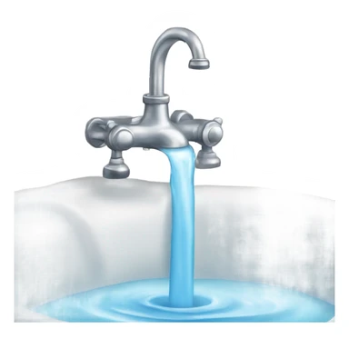 Water flowing from a faucet and a metal bow sticker