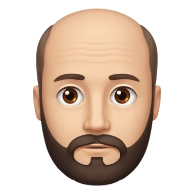 semi balding man with short hair and has a beard. dark brown eyes and brown beard. no wrinkles on face, he still looks young  sticker