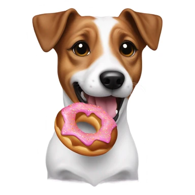 Jack Russell with a donut in her mouth sticker