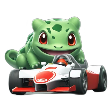 Bulbasaur driving a f1 car sticker