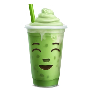 Iced matcha latte to go cup with straw sticker