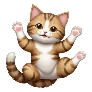 dark brown tabby and white kitten with his eyes closed whilst in funny positions stretched out and  upside down sticker