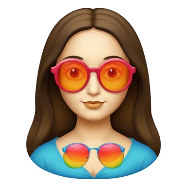 Mona Lisa with round colorful sunglasses, apple emoji style sticker
