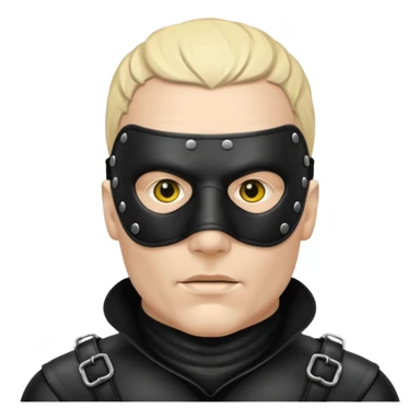 bdsm slave black leather fullhead mask, no metallic details on a white man, no gold, no metal, no yellow sticker