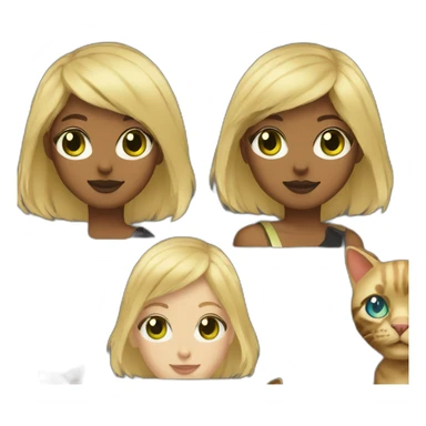 Blonde with short hair blue green eyes with a dark tortoise shell cat sticker