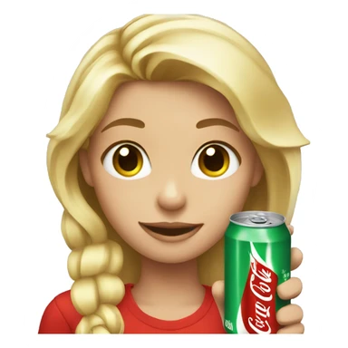 Blonde girl holding a coke can sticker