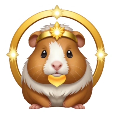 a guinea pig with a glowing halo and divine aura sticker