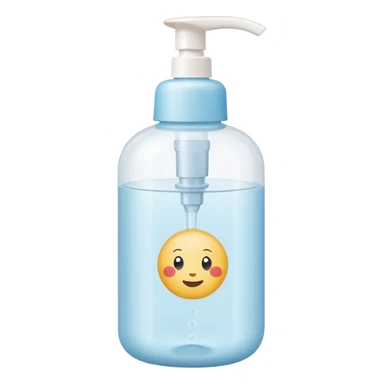 simple plastic bottle for baby care, smooth rounded shape, off-white or pale yellow, pump or flip-top cap, minimal design, no label or branding, gentle baby care look, soft lighting, subtle shadows, emoji scale sticker