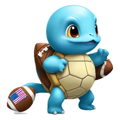 cute squirtle holding american football sticker