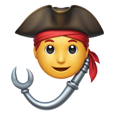 Pirate Hook, clean vector emoji, , white background sticker