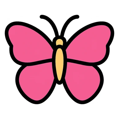 pink butterfly icon with color outline sticker