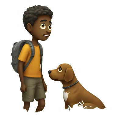 boy in nature with dog sticker