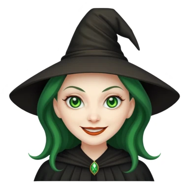 Creat an emoji of an evil Witch with Green eyes sticker