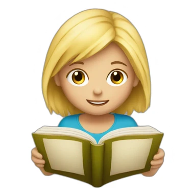 a blonde kid reading a book sticker