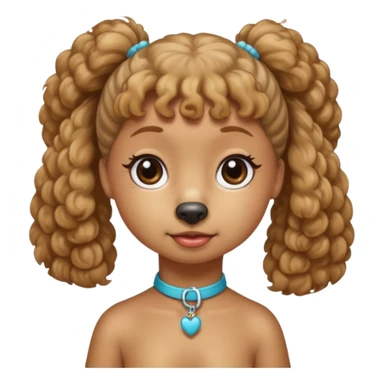Mini poodle with Asia ponytail hair girl say goodbye sticker
