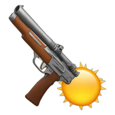Sun-with-shotgun sticker
