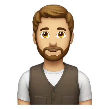 man with round face short brown hair beard sticker