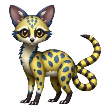Rare realistic warm-colored lush exotic cute edgy epic aesthetic gloomy spooky dark modern colorful cyber-Genet-Trico-species-Fakemon-hybrid-creature, with beautiful intricate markings, full body sticker