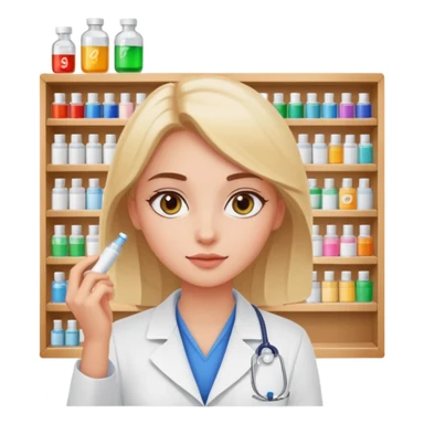 girl working in a pharmacy with very sunny bright eyes sticker