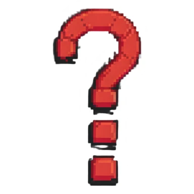 Red question mark with black background in pixel art sticker