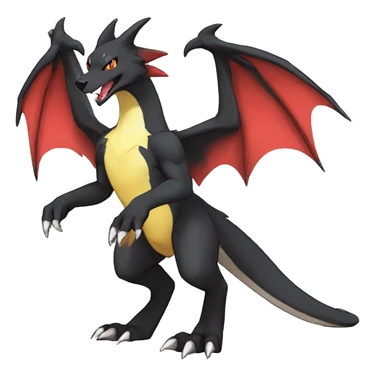Anthro Cute cool black red white yellow nargacuga-Charizard-sergal-wolf animal hybrid Fakemon full body sticker