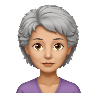 woman 50 years old, shaved grey fluffy hair, tannes skin and brown eyes sticker