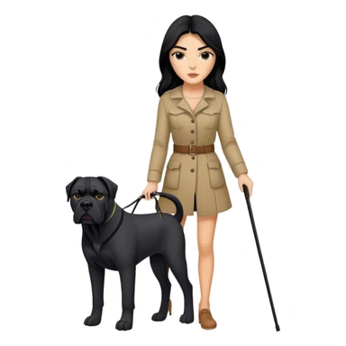 Kendall Jenner with long black hair holding a black Cane Corso dog sticker