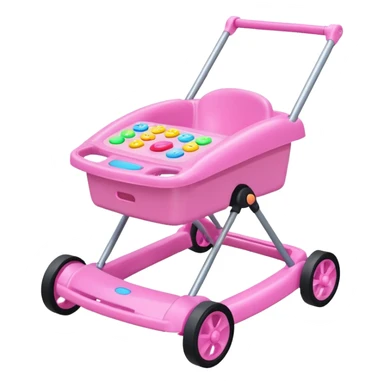 pink baby walker with toys on it sticker