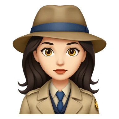 lady detective light medium skin tone, long dark hair sticker