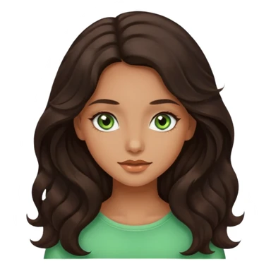Beautiful girl, dark brown hair, wavy hair, long hair, tan skin, light green eyes sticker