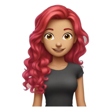 nina long red hair smille pink skin sticker