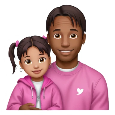 create an emoji of travis scott with his daughter stormi but with pink clothes sticker