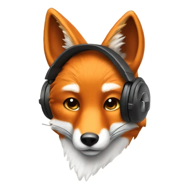 fox with headphone sticker