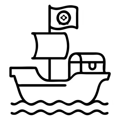 pirate ship with treasure chest sticker
