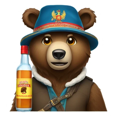 bear ushanka and vodka sticker