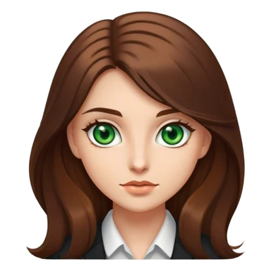 Business girl. With dark green eyes. With direct long brown hair sticker