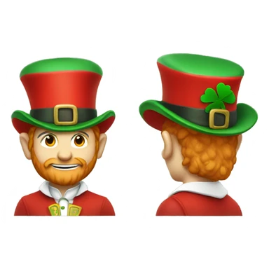 leprechaun with red clothes, red leprechaun hat and white collar sticker