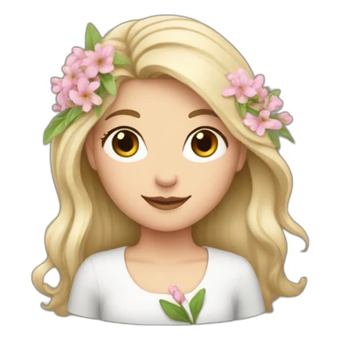 white girl with flowers sticker
