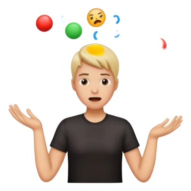 create an emoji of a gender neutral person juggling lots of work looking very stressed out sticker