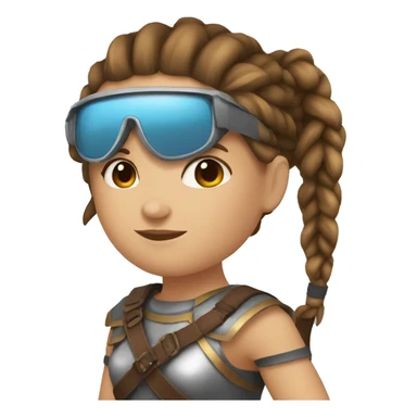 Girl gladiator with French braids, brown hair and sunglasses sticker