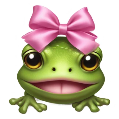 Frog  with pink satin bow on his head holding a small teddybear in his hands sticker