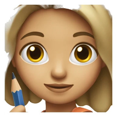 girl holding a pencil sticker