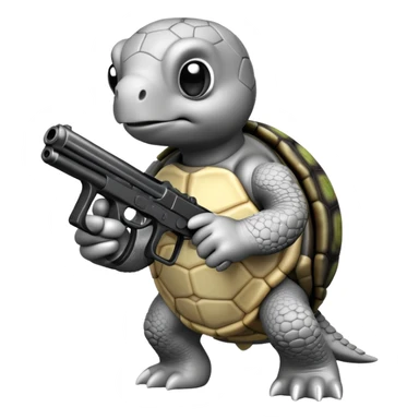 Turtle with gun in black and white colors only sticker