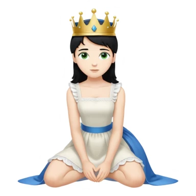 Prince woth crown, standing, black hair, blue eyes, and maid, blonde Hair, green eyes, white short sleveless dress, kneeling  sticker