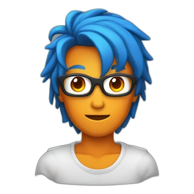 Un mec noir avec des cheveux de couleur bleu et orange moutard sur le visage des symboles doré. Des cornes de bélier orange moutard sticker